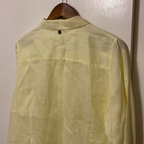 Soft Surroundings 100% Linen Long Sleeve Button Down Butter Yellow Lagenlook - Picture 10 of 11